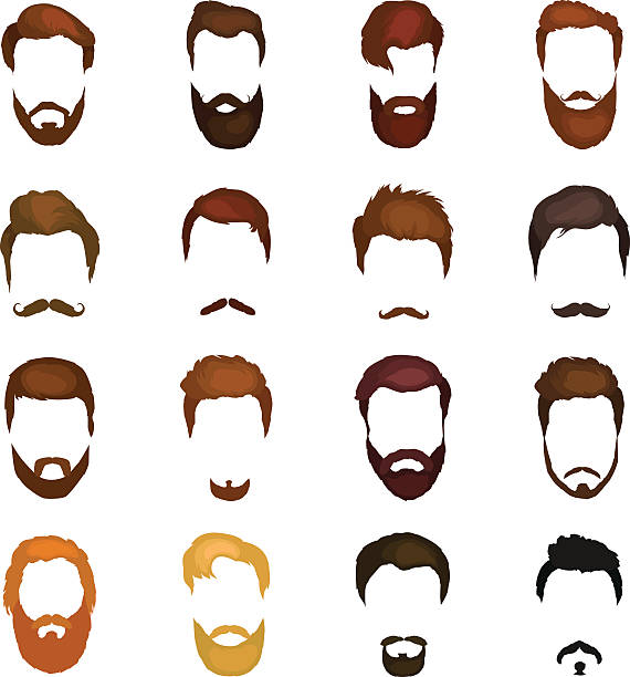 Men Cartoon Hairstyles With Beards And Mustache Background Vector  Illustration Stock Illustration - Download Image Now - iStock
