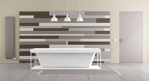 Minimalist bathroom with bathtub