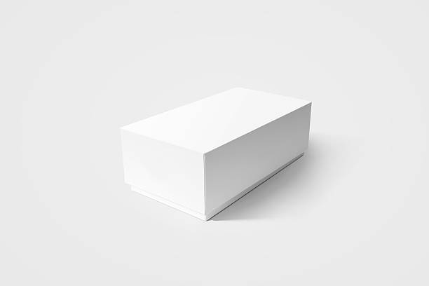 일반 흰색 판지 제품 상자 모형, 측면 보기, 클리핑 경로. - pattern document paper box 뉴스 사진 이미지