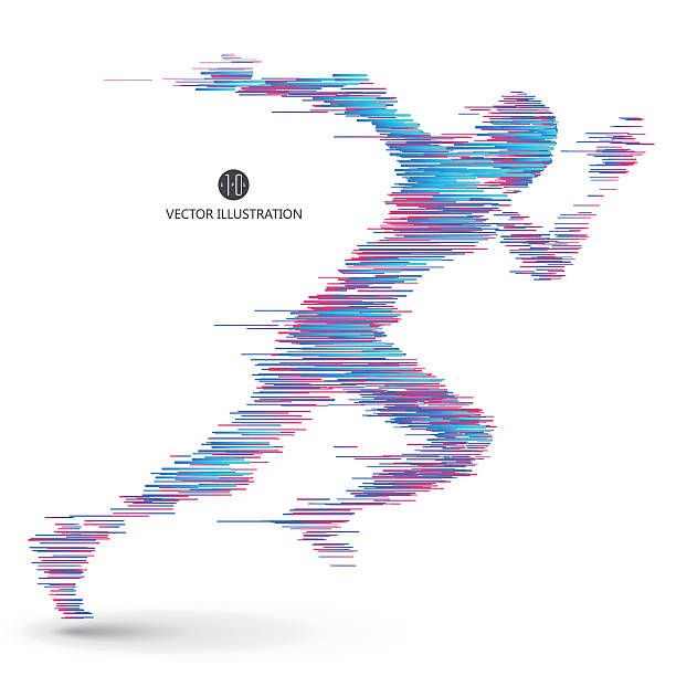 Running people, composed of colored lines. Running people, composed of colored lines. speed illustrations stock illustrations