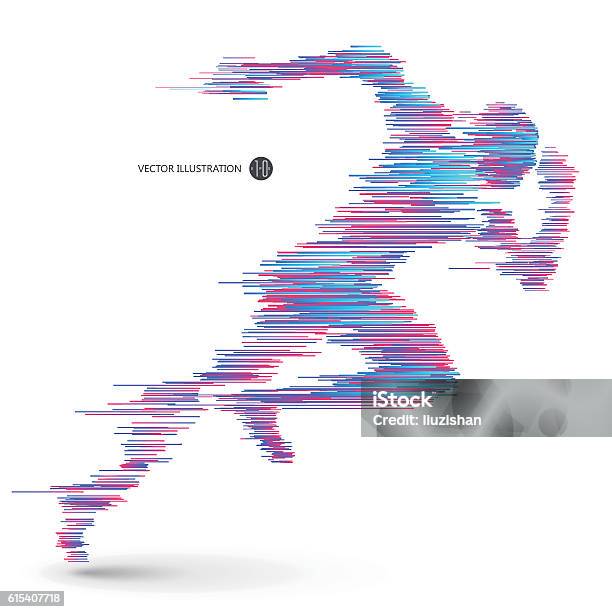 Running People Composed Of Colored Lines Stock Illustration - Download Image Now - Sprinting, Sprint, Running