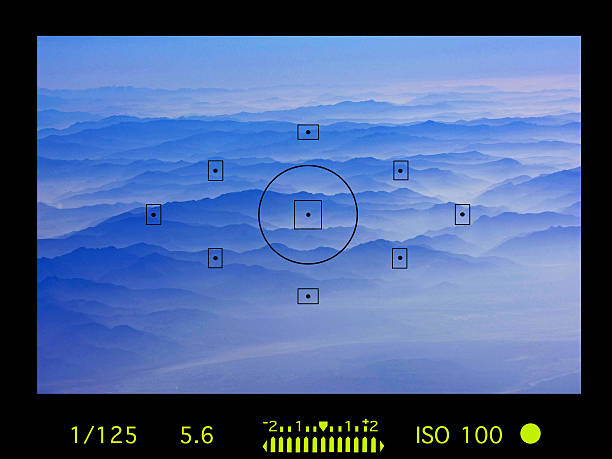 istock camera viewfinder with exposure photo and camera settings. 615408542