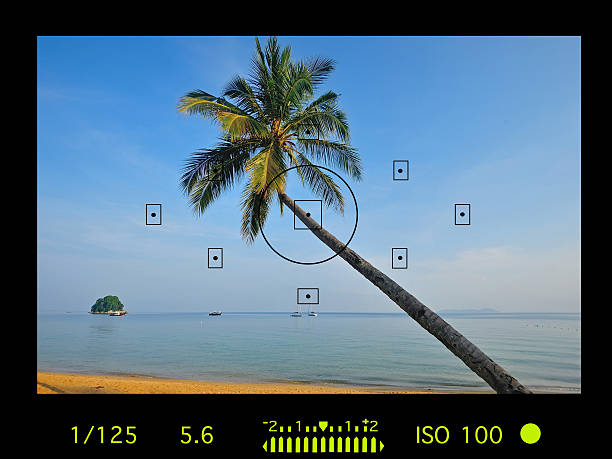 istock camera viewfinder with exposure photo and camera settings. 615408554