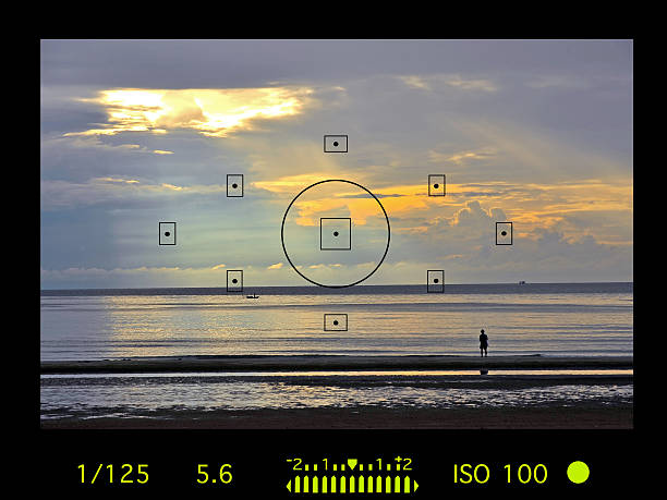 camera viewfinder with exposure photo and camera settings.