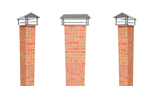 istock Close up chimney on the roof 3d render 615409488