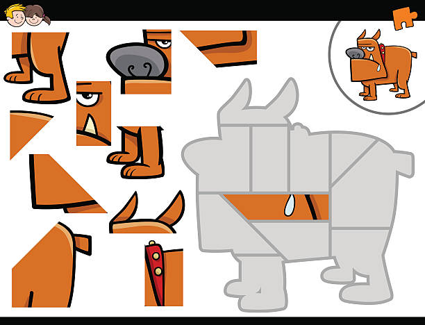 Jigsaw Puzzle With Cartoon Dog Stock Illustration - Download Image Now -  Activity, Animal, Cartoon - iStock