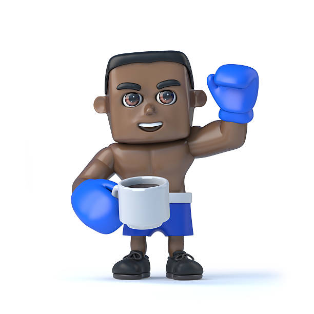istock 3d Black boxer takes a tea break 615409566