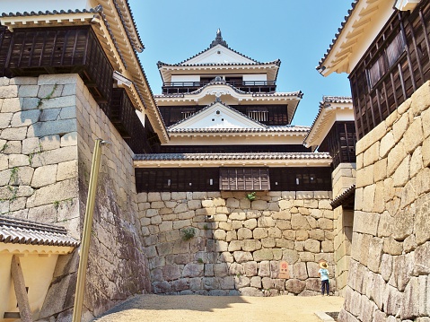 Ehime, Japan - July 20, 2016: Matsuyama Castle, Japanese castle in Matsuyama, Ehime Prefecture, Japan.