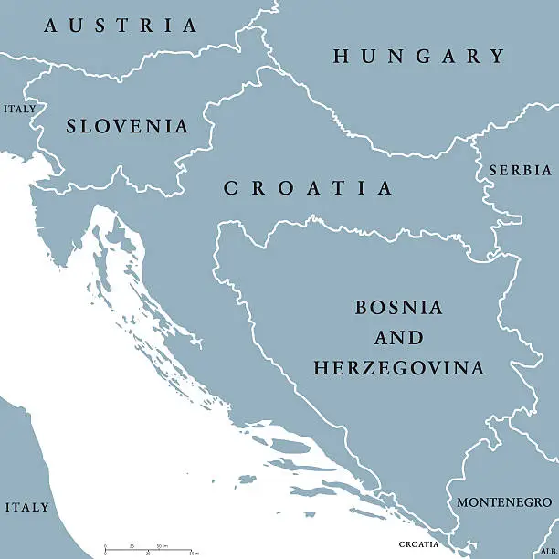 Vector illustration of West Balkan countries political map