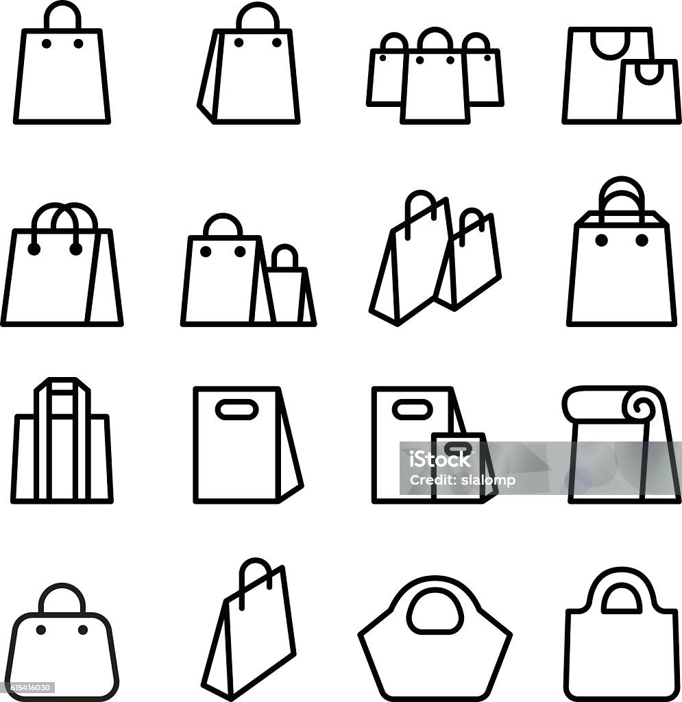 Bag icon set in thin line style Shopping Bag stock vector