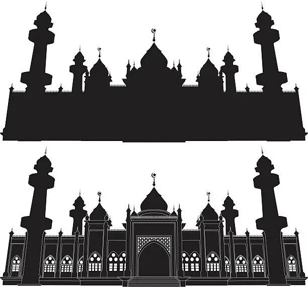 Vector illustration of Jamiah Mosque Pattani Silhouette