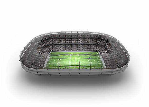 the imaginary soccer stadium, 3d rendering - soccer ball soccer ball cut out imagens e fotografias de stock