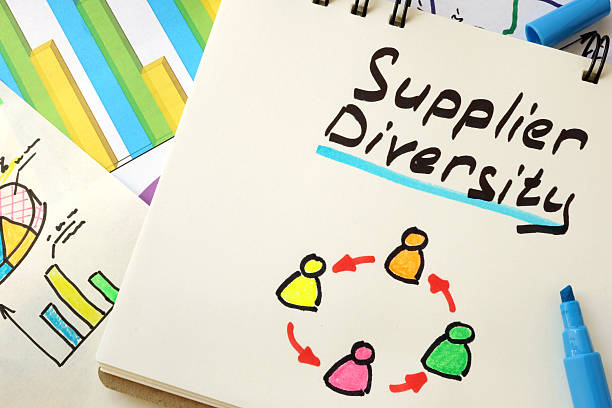 istock Sign supplier diversity on a page of notebook. 615418050