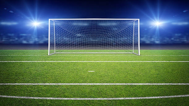 istock The imaginary soccer stadium and goalpost, 3d rendering 615419320