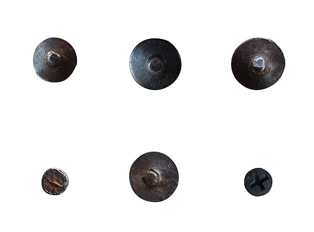 istock Set of old nail head isolated on white background 615419764
