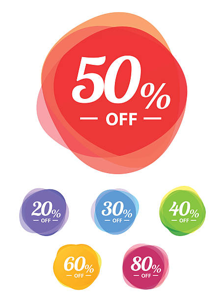 ilustrações de stock, clip art, desenhos animados e ícones de colorful vector sale tags. best price - 50 percent