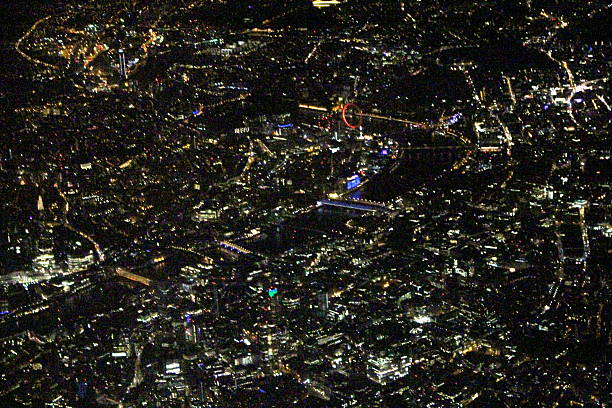 lotnicze london night london eye - london england aerial view skyscraper mid air zdjęcia i obrazy z banku zdjęć