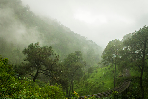 The beautiful landcape of Himalayan mountains during monsoons.