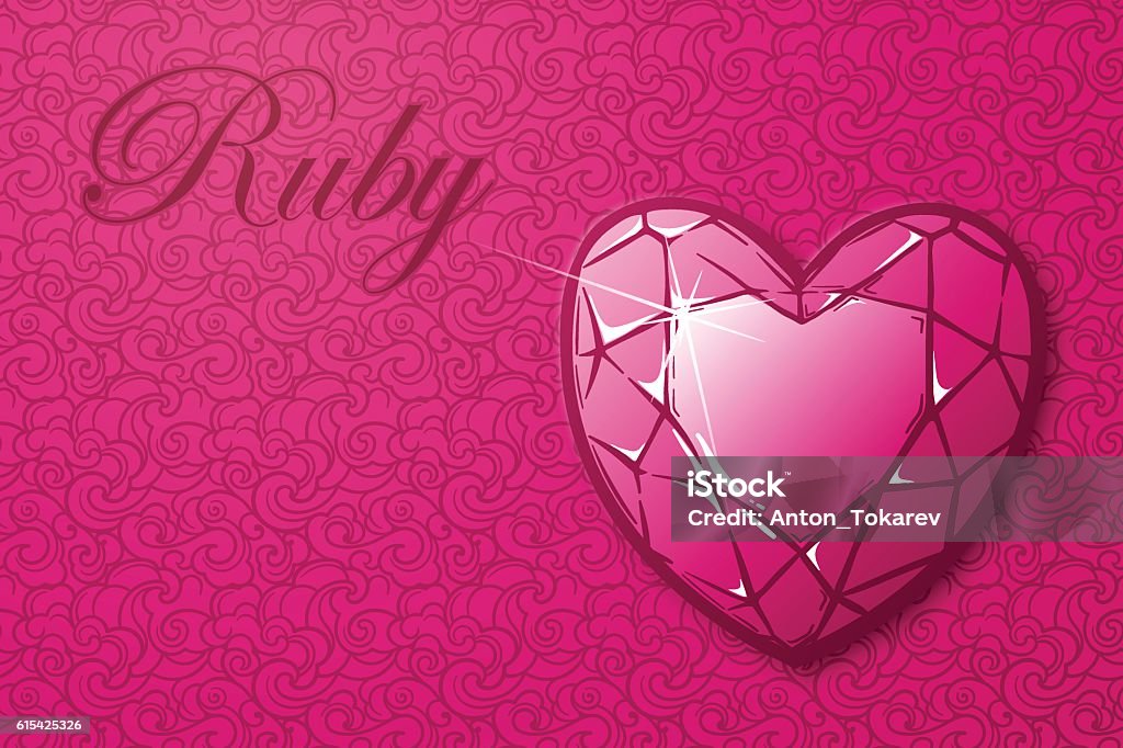 Ruby Gemstone On Pattern Background Stock Illustration - Download Image ...