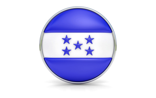 Round flag of the Honduras with more reflections, 3d render