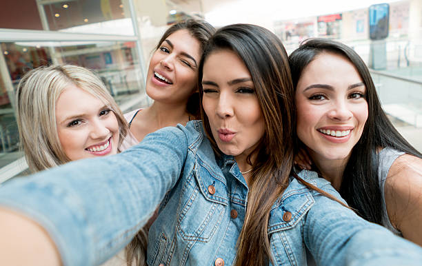istock Shopping women taking a selfie 615426830