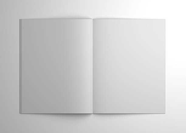 istock Blank 3D illustration open brochure or magazine isolated on gray. 615427384