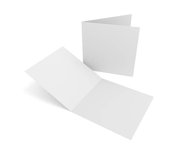 istock Isolated blank 3d rendering open square greeting cards on white 615427538