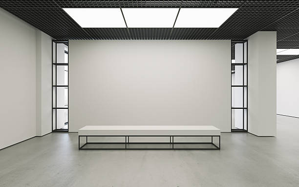 istock Modern empty minimalistic interior of exhibition with clean walls. Loft 615428398