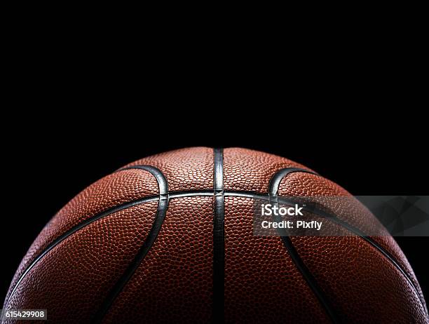 Basketball Isolated On Black Stock Photo - Download Image Now - Basketball - Ball, Basketball - Sport, Sports Court