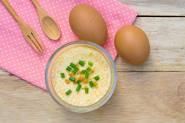 steamed egg custard  in  bowl with eggs steamed egg custard  in  bowl with eggs steamed stock pictures, royalty-free photos & images