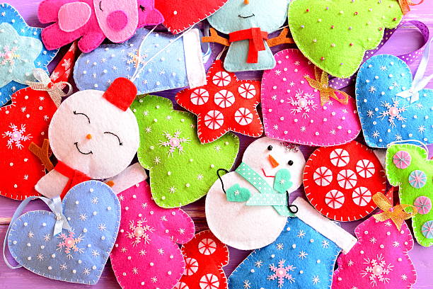 Bright Christmas felt ornaments set