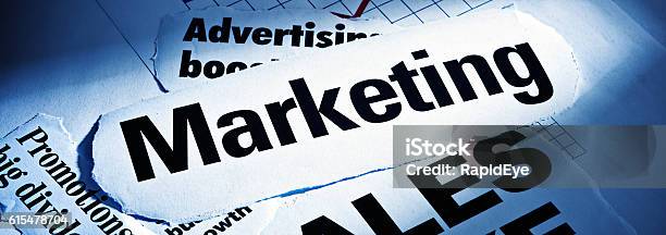 Spotlit Headlines On Marketing Promotions And Advertising Stock Photo - Download Image Now