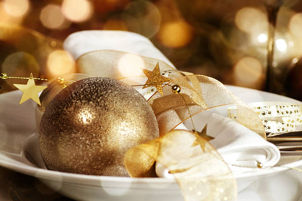 istock Christmas table decoration for a festive dinner 615481708