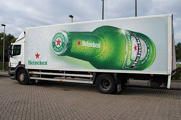 Heineken beer delivery truck Almere, The Netherlands - October 19, 2016: Heineken truck parked in a public parking lot. Nobody in de vehicle. flevoland photos stock pictures, royalty-free photos & images