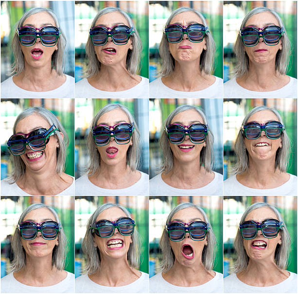 istock Senior Woman Faces with 4 Glasses 615481792