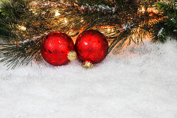 istock Holiday garland and ornaments border with white copy space 615482752