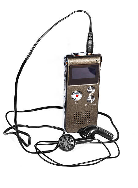 istock Voice recorder with headphones 615485430