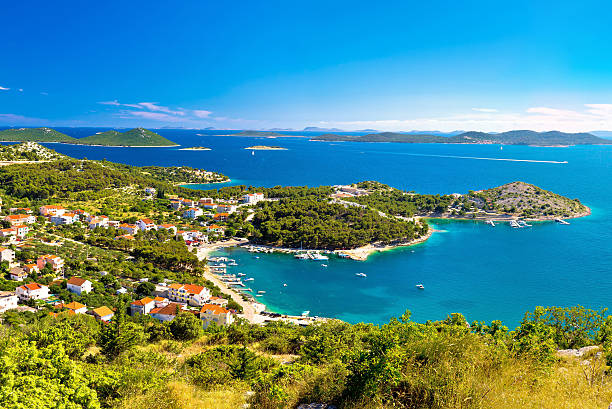 istock Adriatic archipelago aerial summer view 615485590