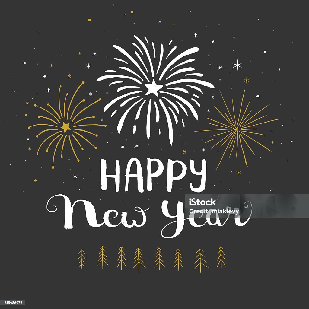 Happy new year fireworks Easily editable vector illustration on layers. Firework - Explosive Material stock vector