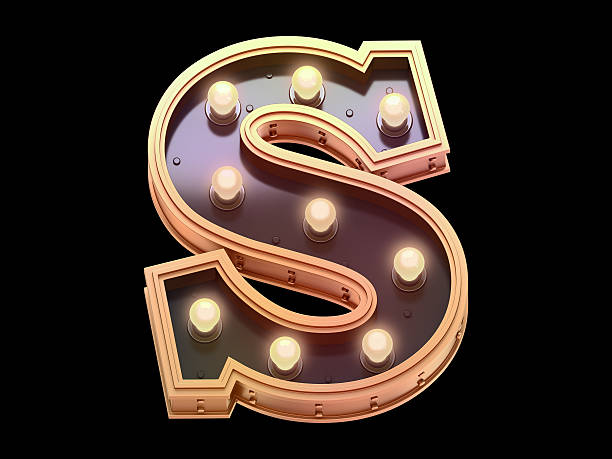 istock Golden lamp signboard font. 615487204