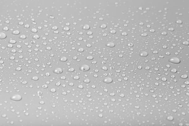 istock Drops of water on a color background. Gray 615487630