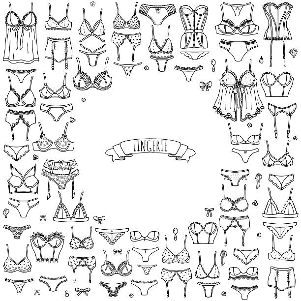 illustrations, cliparts, dessins animés et icônes de jeu d’icônes lingerie - lingerie féminine