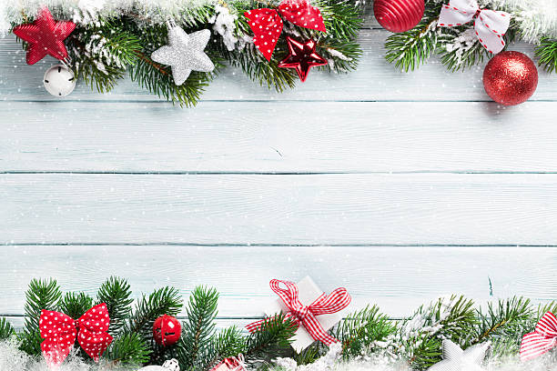 istock Christmas wooden background 615489234