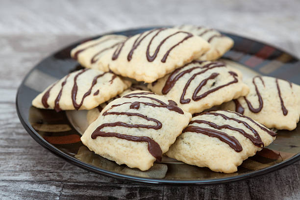 istock Chocolate sweet biscuit on plate 615489714