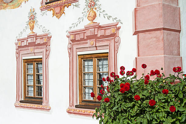 Folksy and old house painting in the municipality of Leutasch located at a residential building