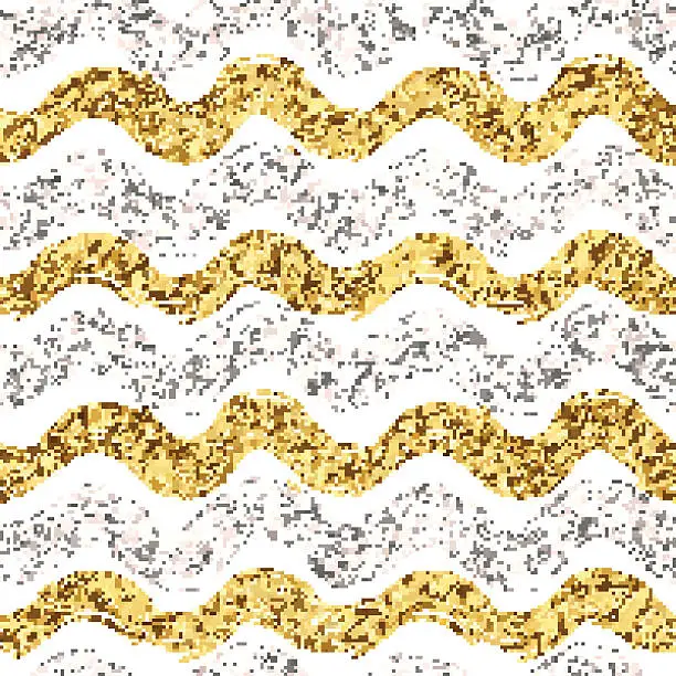 Vector illustration of Seamless pattern of gold and silver wavy stripes