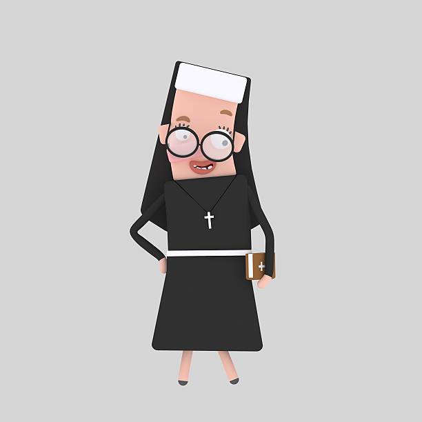 now 3d illustration. Nun with a Bible book. nun catholicism sister praying stock pictures, royalty-free photos & images