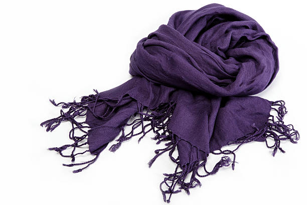 istock Purple scarf with tassels, isolated on white background. 615494968