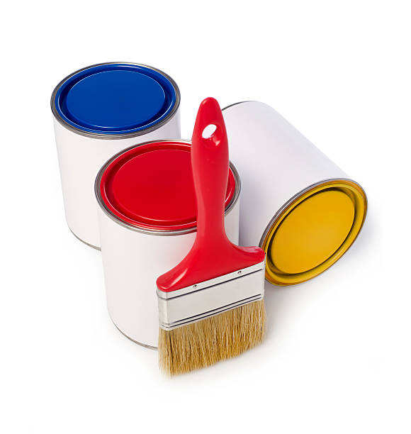 istock Paintbrush and paint cans 615497550