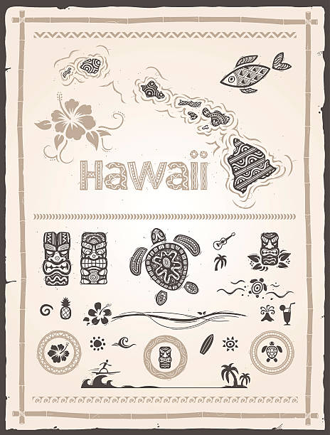 Hawaiian Design Elements vector art illustration